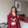 Magical Maroon Color Foix Georgette Thread With Real Mirror With Diamond Salwar Suit