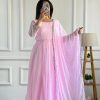 Baby Pink Foix Georgette Embroidery Work Anarkali Gown