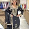 Pretty Black Color Faux Georgette With Embroidery Sequence Work Salwar Suit