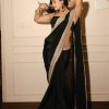 Wonderful Black Color VI Chitra Silk Embroidery Sequence & Coadding Lace Border Saree