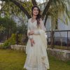 Wonderful Cream Color fox Georgette Embroidery Sequence Anarkali Gown