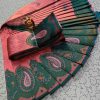 Wonderful Peach Color Soft Litchi Silk Contrast Border Weaving Design Saree