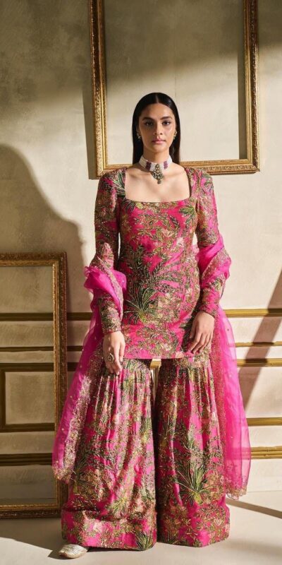 BD 1731 Pink Silk- Faux Georgette Digital Print Salwar Suit Casual, Wedding, Party, Festive, Events Etc.4-6 Working Days@ 1999/-only | Casual Suits, Jump Suits, Salwar suit, Creative suits, Designer Suits, Palazzo Suits, Party Wear Suits, Patiala Suits, Straight Suits