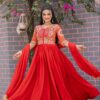Ram 088 Red Color chinon bandhrej Heavy 3mm Sequence Embroidery Work Anarkali Gown Wedding Party, Festive, Events Etc.4-6 Working Days@2049/- only | Gowns, Bollywood Gowns, Creative Gowns, Designer Gowns, Embroidered Gowns, Party Wear Gowns, Straight Suits