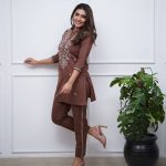Beautiful Brown Color Rayon Embroidery Work Salwar Suit