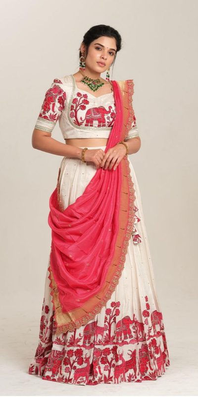 Beautiful Red Color Cotton Kalamkari Print Lehenga Choli
