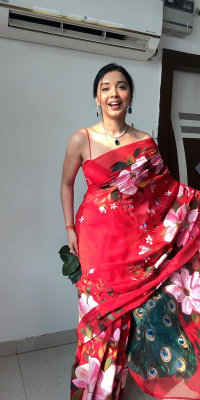SC 227 Red Color Soft Organza Silk Ready To Wear Saree Casual, Wedding, Festive, Events . Expected Delivery 4-6 Working Days @1549/- only | Designer Sarees, Embroidered Sarees, Sarees, Bollywood Sarees, Creative Sarees, Ethnic Saree, Modern Digital sarees, Party Wear Sarees