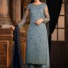 Classic Blue Color Net With Coding Sequence Work Salwar Suit