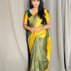 Cute Green Color Lichi Silk Jacquard Work On All Over Saree