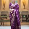 Fancy Purple Color Soft Litchi Silk Kubera Pattu Saree