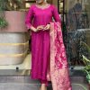 Fancy Rani Pink Color Roman Silk Coding Work Salwar Suit