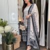 Fancy White Color Chinon Printed Mirror Work Salwar Suit