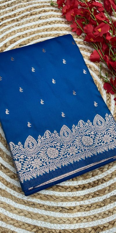 Fantastic Blue Color Banarasi Silk Zari Weaving Rich Pallu Saree