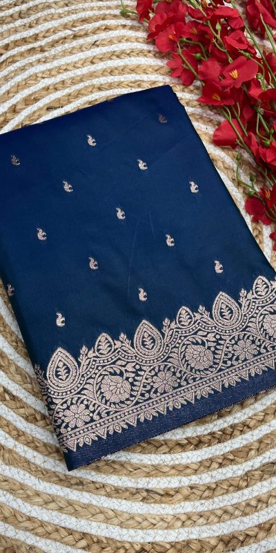 Fantastic Navy Blue Color Banarasi Silk Zari Weaving Rich Pallu Saree