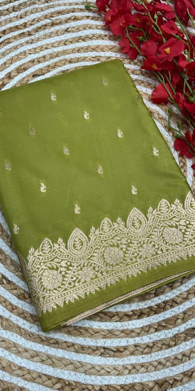 Fantastic Pista Color Banarasi Silk Zari Weaving Rich Pallu Saree
