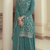 Glowing Blue Color Chinon Embroidery Multi Work Salwar Suit