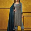 Glowing Blue Color Rangoli Coding Sequence Work Salwar Suit