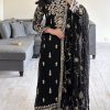 Lovely Black Color Georgette thread with Sequence Salwar Suit