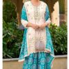 Nice Blue Color Chinon Sequence Mirror Hand Work Salwar Suit