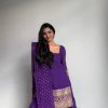 Simple Violet Color Georgette Thread Sequence Salwar Suit