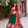 Superb Green Color Tushar Silk Patola Printed Lehenga Choli
