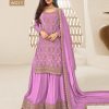 Superb Light Purple Color Jacquard Silk Chinon Multi Work Salwar Suit