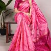 Superb Pink Color Jacquard Silk Patola Print With Zari Saree