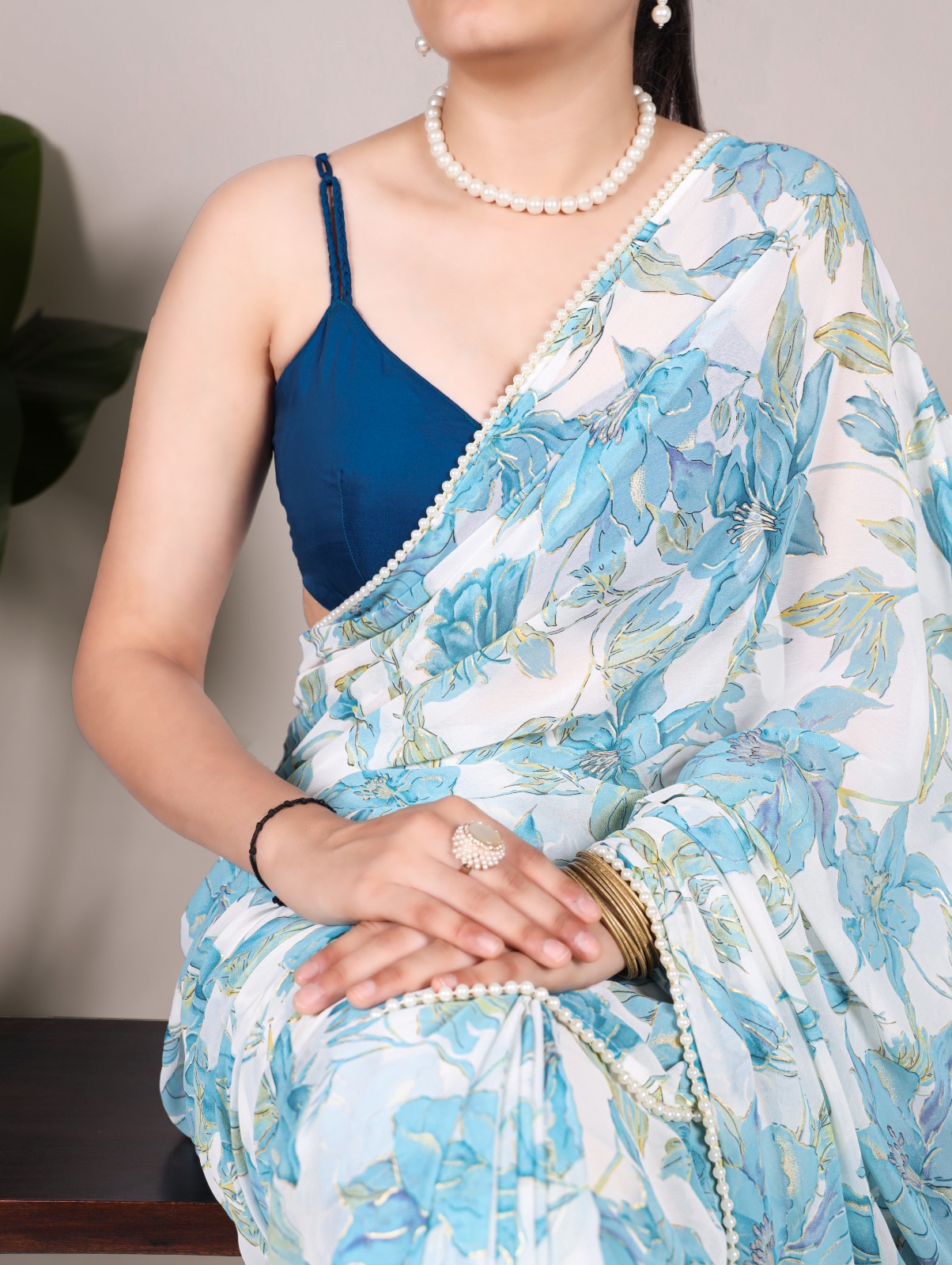 YNF 7006 Blue Color Weightless Marble Floral Print Pearl Lace Border Saree , Wedding, Festive, Events . Expected Delivery 4-6 Working Days @1599/- only | Designer Sarees, Embroidered Sarees, Sarees, Bollywood Sarees, Creative Sarees, Ethnic Saree, Modern Digital sarees, Party Wear Sarees