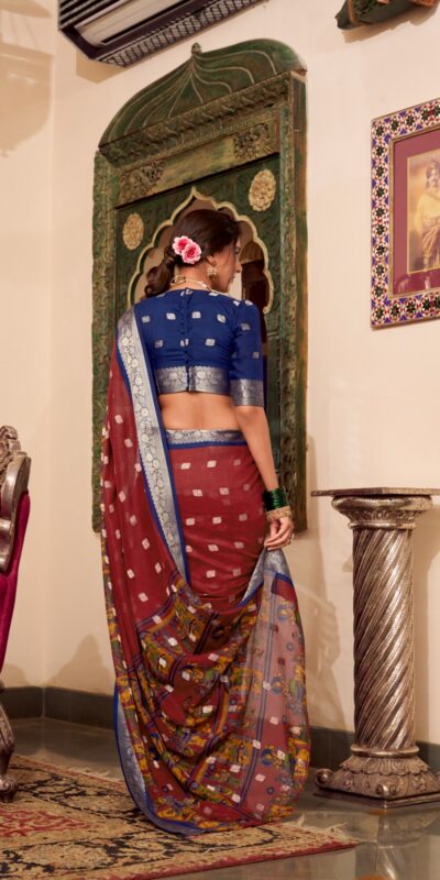 YNF 7031 Maroon Color Poly Cotton Kalamkari Print Saree Casual, Wedding, Festive, Events . Expected Delivery 4-6 Working Days @1699/- only | Designer Sarees, Embroidered Sarees, Sarees, Bollywood Sarees, Creative Sarees, Ethnic Saree, Modern Digital sarees, Party Wear Sarees