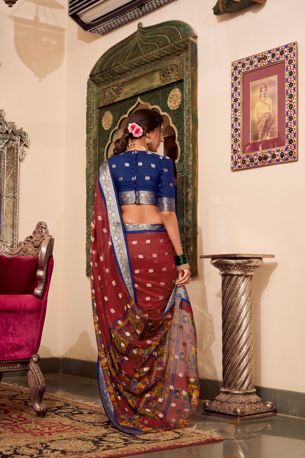 YNF 7031 Maroon Color Poly Cotton Kalamkari Print Saree Casual, Wedding, Festive, Events . Expected Delivery 4-6 Working Days @1699/- only | Designer Sarees, Embroidered Sarees, Sarees, Bollywood Sarees, Creative Sarees, Ethnic Saree, Modern Digital sarees, Party Wear Sarees