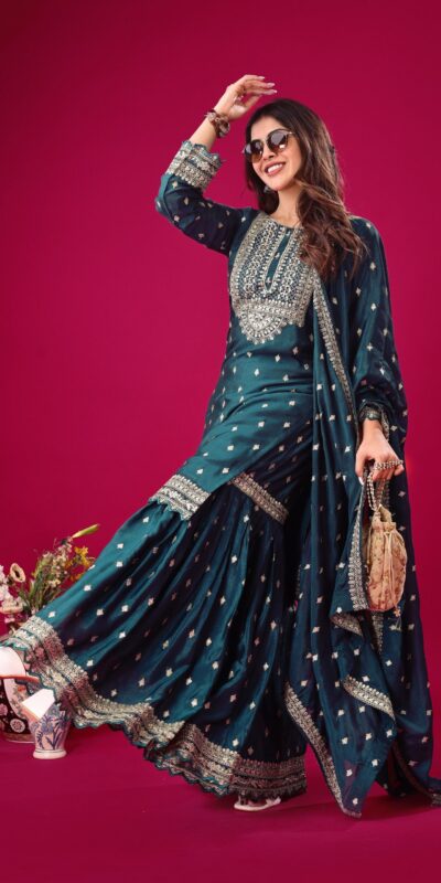 ZF 5006 Peacock Blue Color Chinon Silk Sequence Work Salwar Suit Casual, Wedding, Festive, Events . Expected Delivery  4-6 Working Days @2149/- only      | Casual Suits, Jump Suits, Salwar suit, Creative suits, Designer Suits, Palazzo Suits, Party Wear Suits, Patiala Suits, Straight Suits