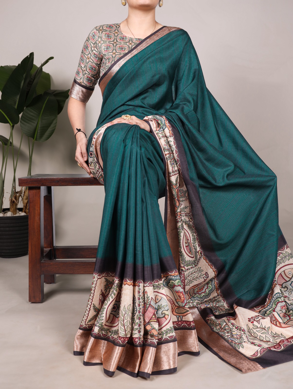 YNF 7022 Peacock Blue Color Tussar Silk With Viscose Border Printed Saree Saree , Wedding, Festive, Events . Expected Delivery 4-6 Working Days @1699/- | Designer Sarees, Embroidered Sarees, Sarees, Bollywood Sarees, Creative Sarees, Ethnic Saree, Modern Digital sarees, Party Wear Sarees