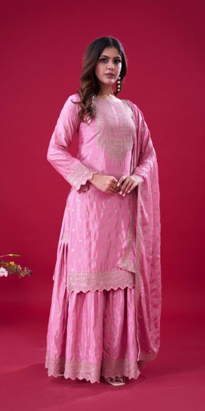 ZF 5006 Pink Color Chinon Silk Sequence Work Salwar Suit Casual, Wedding, Festive, Events . Expected Delivery  4-6 Working Days @2149/- only      | Casual Suits, Jump Suits, Salwar suit, Creative suits, Designer Suits, Palazzo Suits, Party Wear Suits, Patiala Suits, Straight Suits
