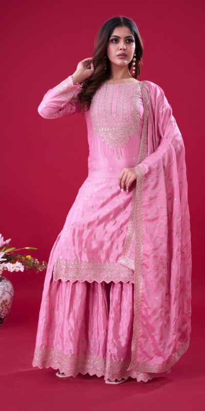 ZF 5006 Pink Color Chinon Silk Sequence Work Salwar Suit Casual, Wedding, Festive, Events . Expected Delivery 4-6 Working Days @2149/- only | Casual Suits, Jump Suits, Salwar suit, Creative suits, Designer Suits, Palazzo Suits, Party Wear Suits, Patiala Suits, Straight Suits
