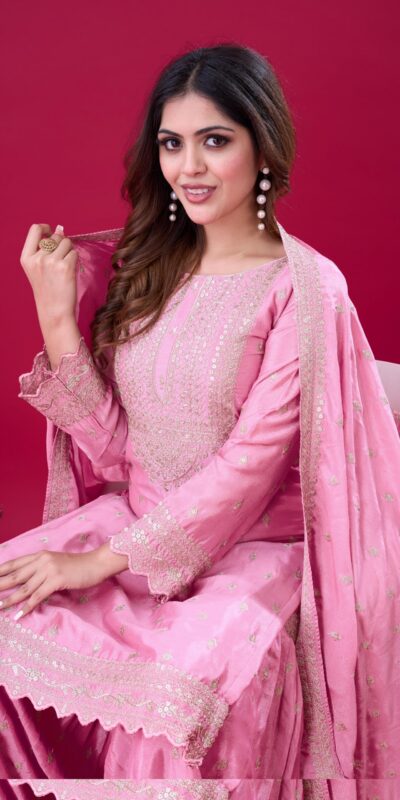ZF 5006 Pink Color Chinon Silk Sequence Work Salwar Suit Casual, Wedding, Festive, Events . Expected Delivery 4-6 Working Days @2149/- only | Casual Suits, Jump Suits, Salwar suit, Creative suits, Designer Suits, Palazzo Suits, Party Wear Suits, Patiala Suits, Straight Suits