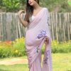 Fancy Pink Color Pure Soft Georgette Silk Pari Work Saree