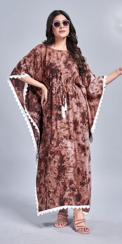 Glowing Brown Color Rayon Slab Center Belt Kaftan Suit
