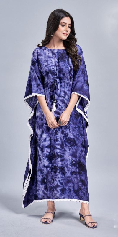 Glowing Violet Color Rayon Slab Center Belt Kaftan Suit