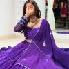 Purple Georgette Mirror Work Lehenga Choli