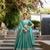 Sea Green Chanderi Plain With Zari Weaving Work Border Lehenga Choli