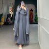 Grey Georgette Embroidery Gown