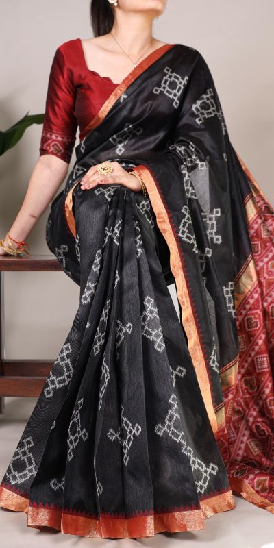 black Jacquard Weaving Saree