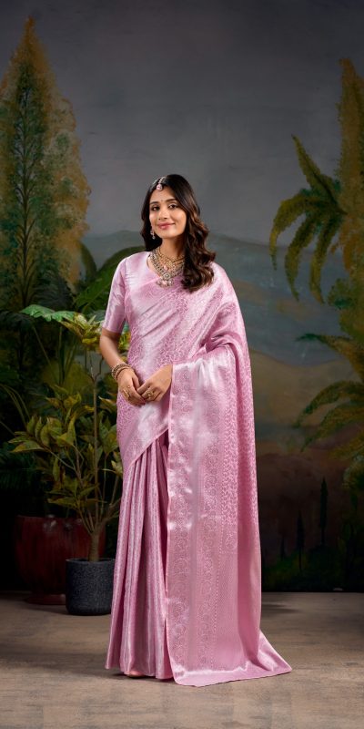 Baby Pink Kanjivaram Weaving Saree