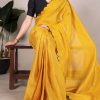 Yellow Gadhawal Arca Work Saree