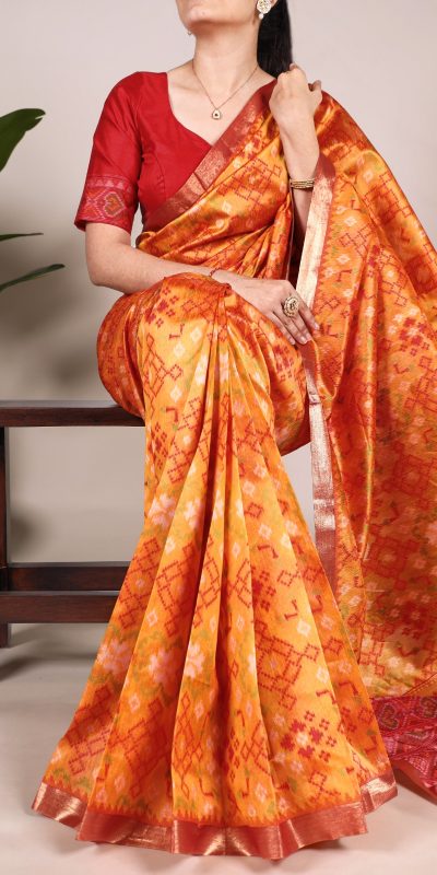 Orange Jacquard Patola Saree
