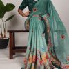 Green Georgette Floral Saree