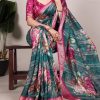 Firozi Tussar Printed Saree