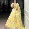 Yellow Tabby Embossed Print Lehenga Choli