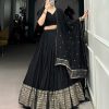 Black Chanderi Weaving Lehenga Choli