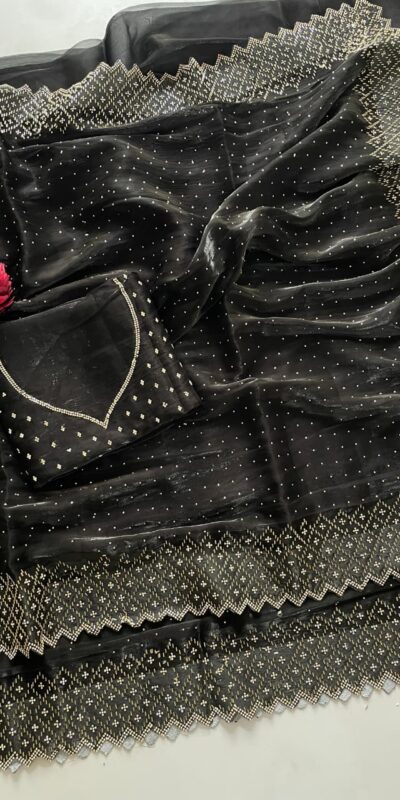 DF 3467 Black Color Jimmy Choo Full Zarkhan Diamond Work Saree Casual, Wedding, Festive, Events . Expected Delivery  4-6 Working Days @2099/- only                                                                                | Designer Sarees, Embroidered Sarees, Sarees, Bollywood Sarees, Creative Sarees, Ethnic Saree, Modern Digital sarees, Party Wear Sarees